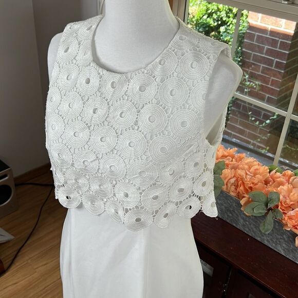 Calvin Klein Sleeveless Circle Lace Popover Sheath - Picture 2 of 13